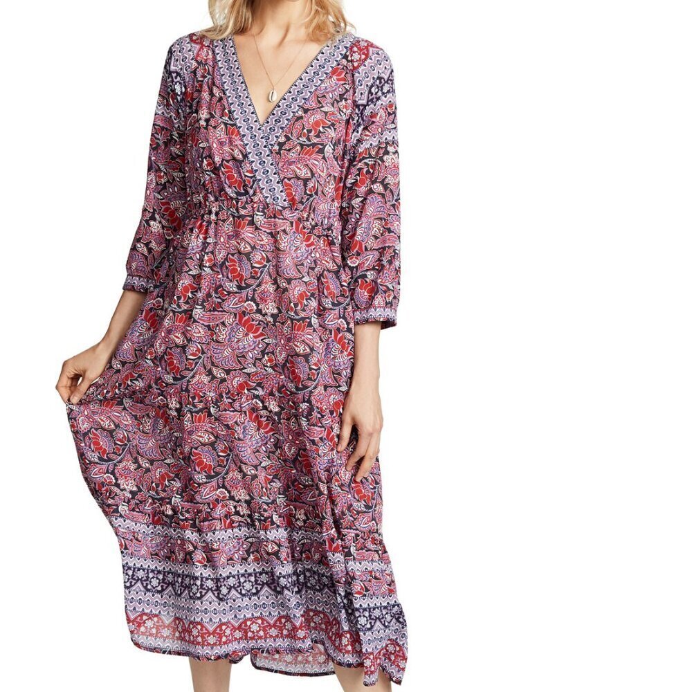 Xirena Tenley Floral Print Midi Dress in Garnet